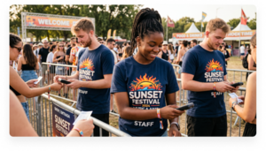 Textilien und Accessoires für Kundgebungen und öffentliche Events