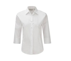 Russell Collection JZ46F - Camicia aderente da donna con maniche a 3/4