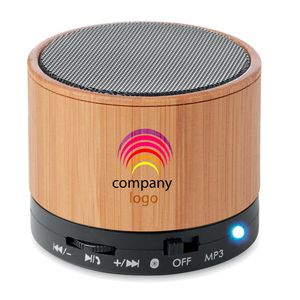 ROUND BAMBOO Wireless speaker in bamboo