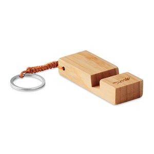 TRINEU Eco-Friendly Bamboo Key Ring with Phone Stand