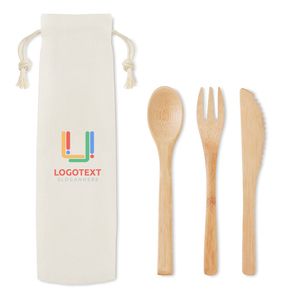 SETBOO Eco-Friendly Bamboo Cutlery Set with Canvas Pouch