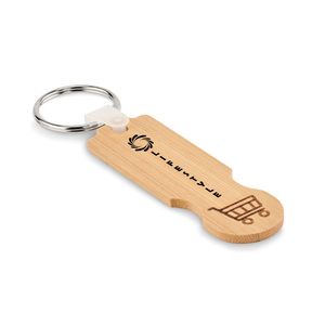 COMPRAS Eco-Friendly Bamboo Key Ring with Euro Token