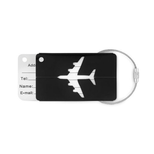 FLY TAG Premium Aluminium Airplane Luggage Tag with Label