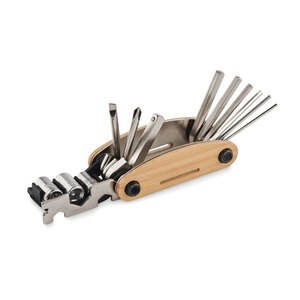 MANO Bamboo-Covered Stainless Steel Multi-Tool with 11 Functions - GiftRetail MO2139