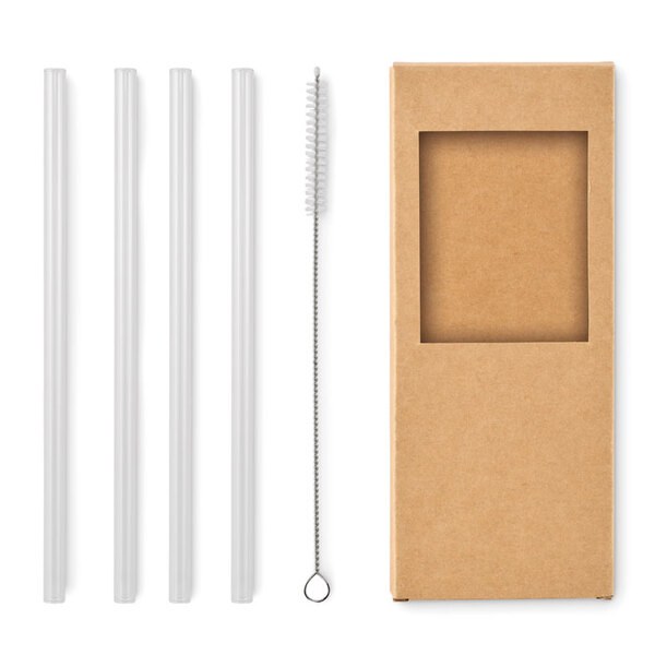 GLAW 4 reusable glass straws - GiftRetail MO2452