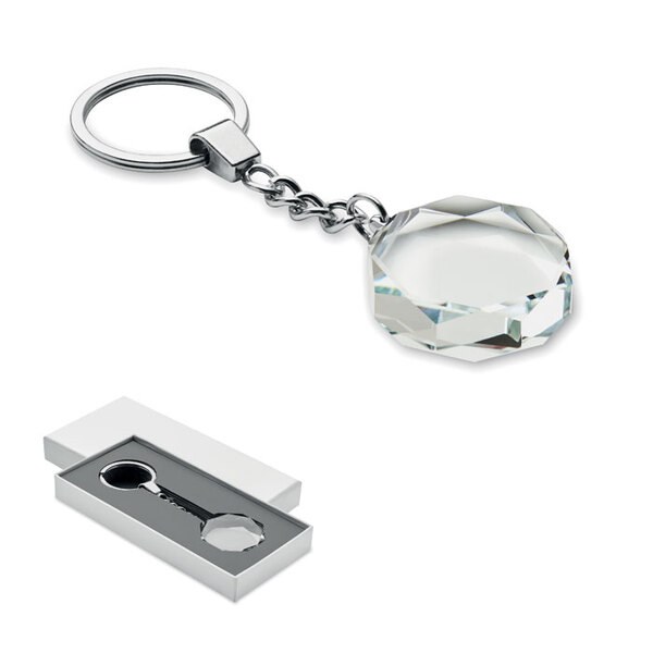 ROUNDWARD Glass round award key ring - GiftRetail MO2657